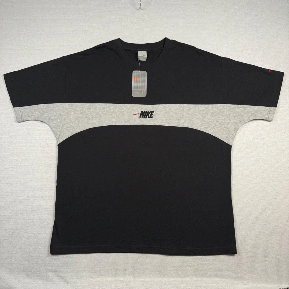 Nike Vintage T-Shirt Mens Size XXL Black Gray Cotton Short Sleeve NEW